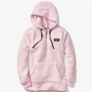 Sherpa Hoodie Half-Zip Baby Pink